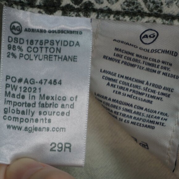 New AG Adriano Goldschmied The Mari High Rise Straight Snake Print Jeans size 29 - Picture 15 of 16
